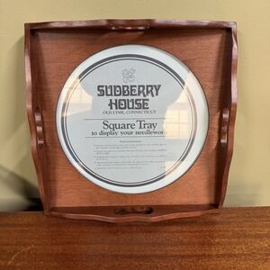 Sudberry House Wooden Display Serving Tray Needlepoint Sewing Flower Vintage